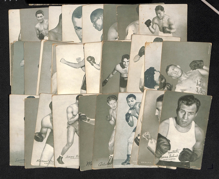 Lot of 38 Boxing Exhibit Cards from 1940s/50s w. Joe Louis